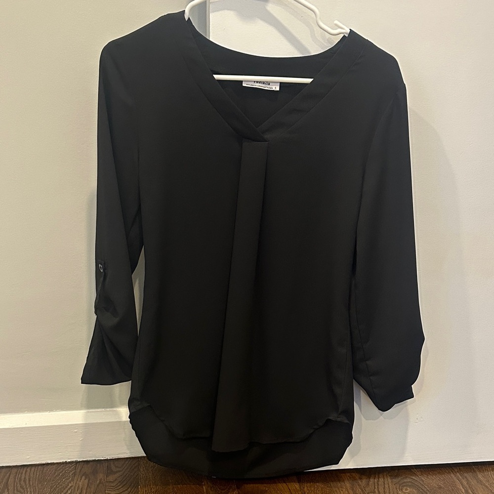 Black V-Neck Blouse